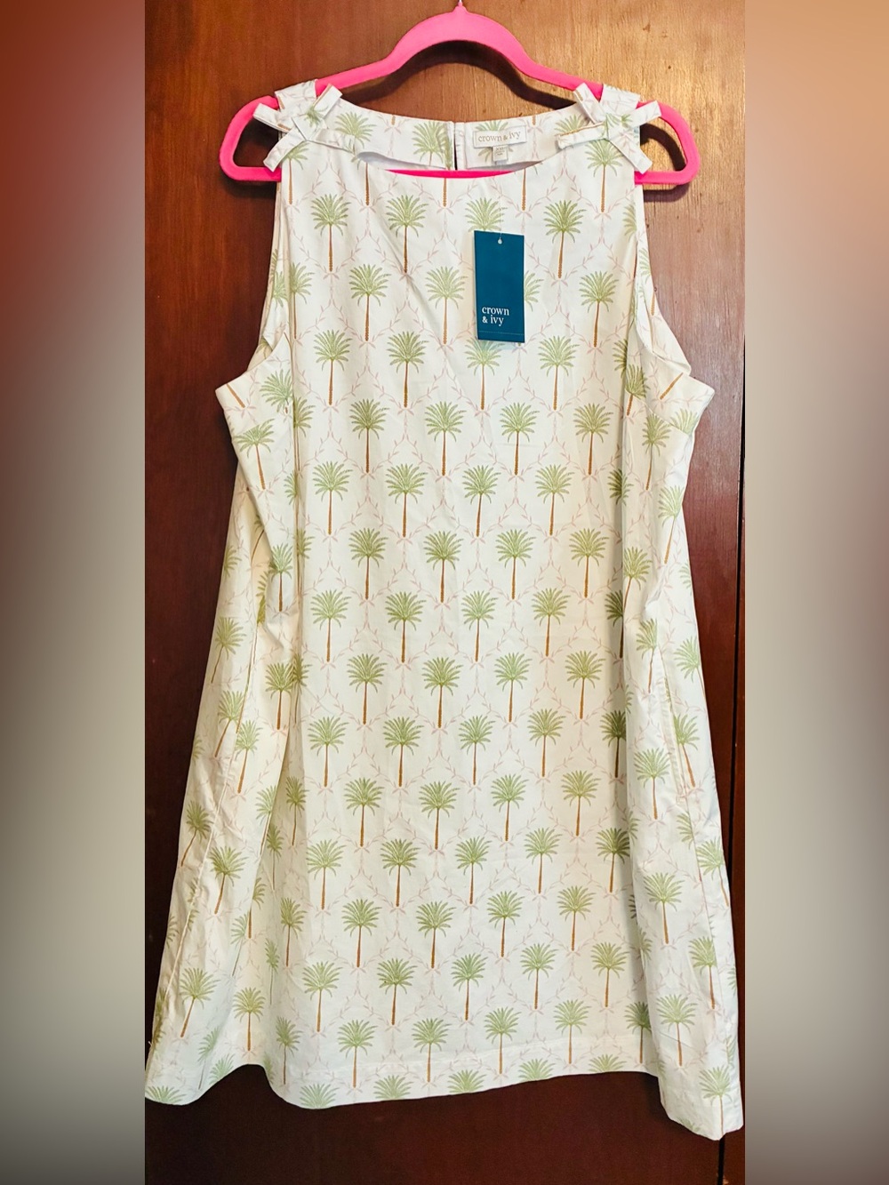 crown & ivy Tank Dress with Green Palm Motif